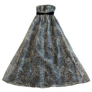 Adrianna Papell Black Grey Strapless Convertible Maxi Dress Gown Size 0 NWOT